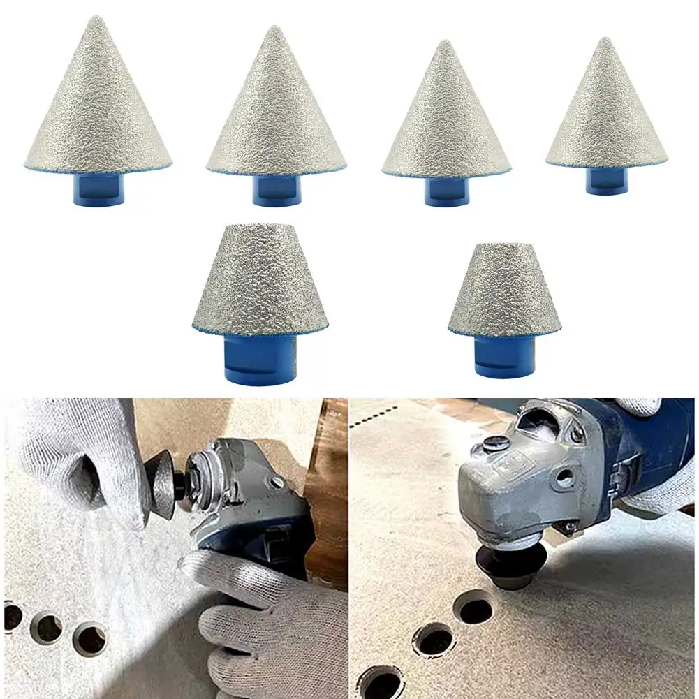 1PC 60 grana diamantata smusso punte per svasatore per smerigliatrici angolari filettate M14 uso secco/umido taglierina per sega a tazza per smussatura di piastrelle di ceramica