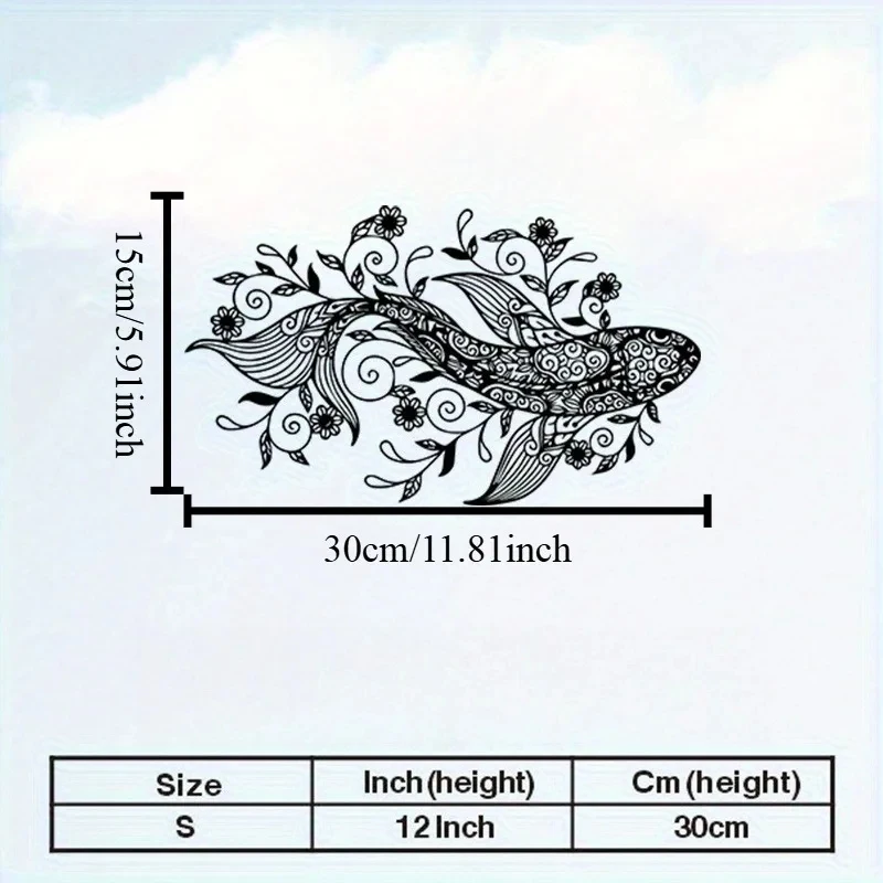 Vintage Koi Fish Mandala Metal Wall Art Asian Style Iron Mural Weather Resistant Sculpture Feng Shui Gift for  Yoga Studio 1PC