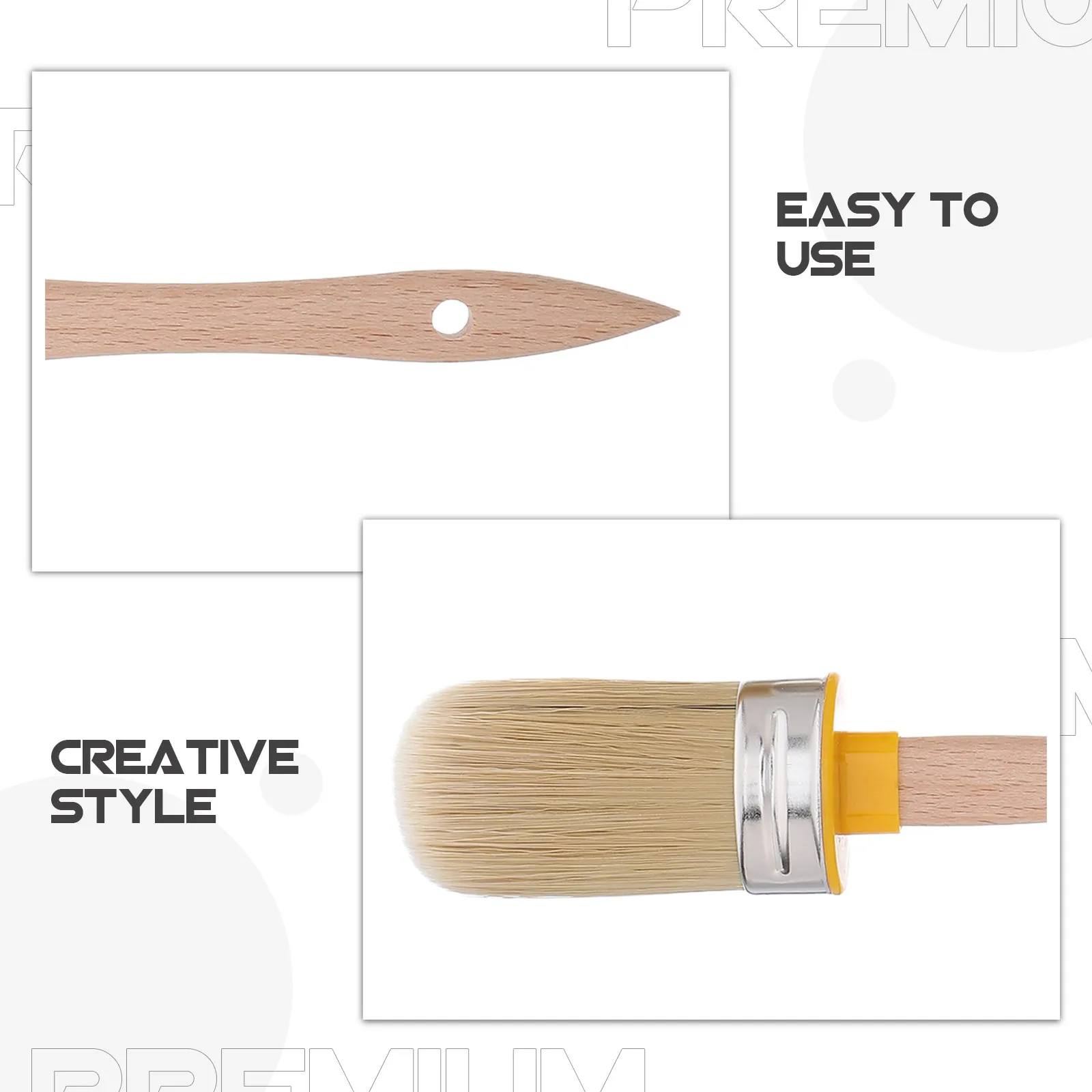 4Pcs Oval Paint Brushes Short Handle Edging Oil Painting Supplies for Walls Furniture Wood Art Student Accessories