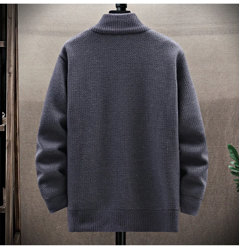 Business Casual Men's Sweater Cardigan Fleece Lined Hood Sweaters Jacket Retro Sweaters Coat Zipper Up Knit Cardigans