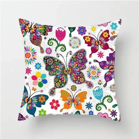 Butterfly Cushion Cover Sofa Chair Animal Flower Pillow Case Home Decor Painted Hugging