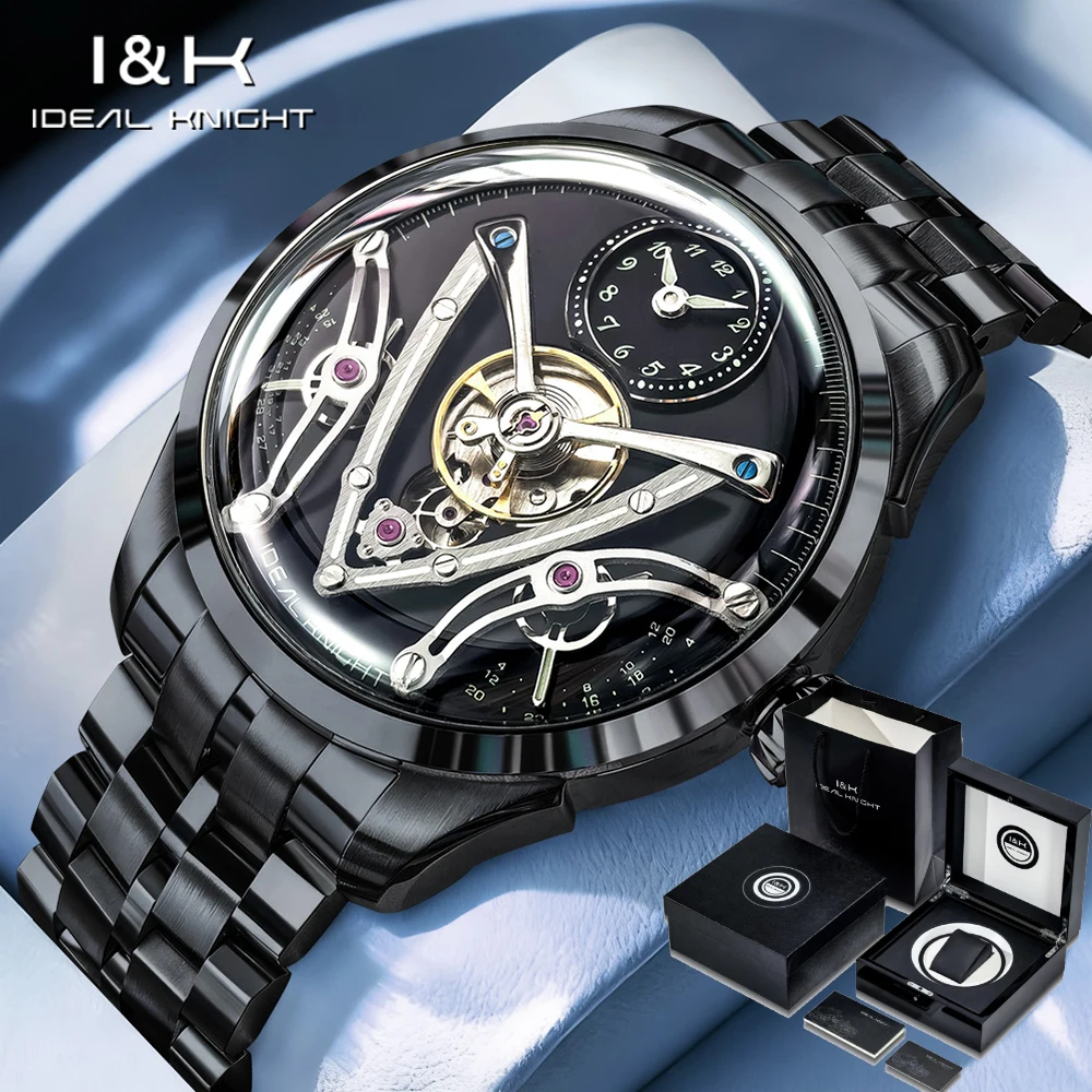

IDEAL KNIGHT: Мужские часы премиум-класса, модные, из высококачественной стали, оригинальные автоматические механические наручные часы, водонепроницаемые, с сапфировым стеклом, модель 6821