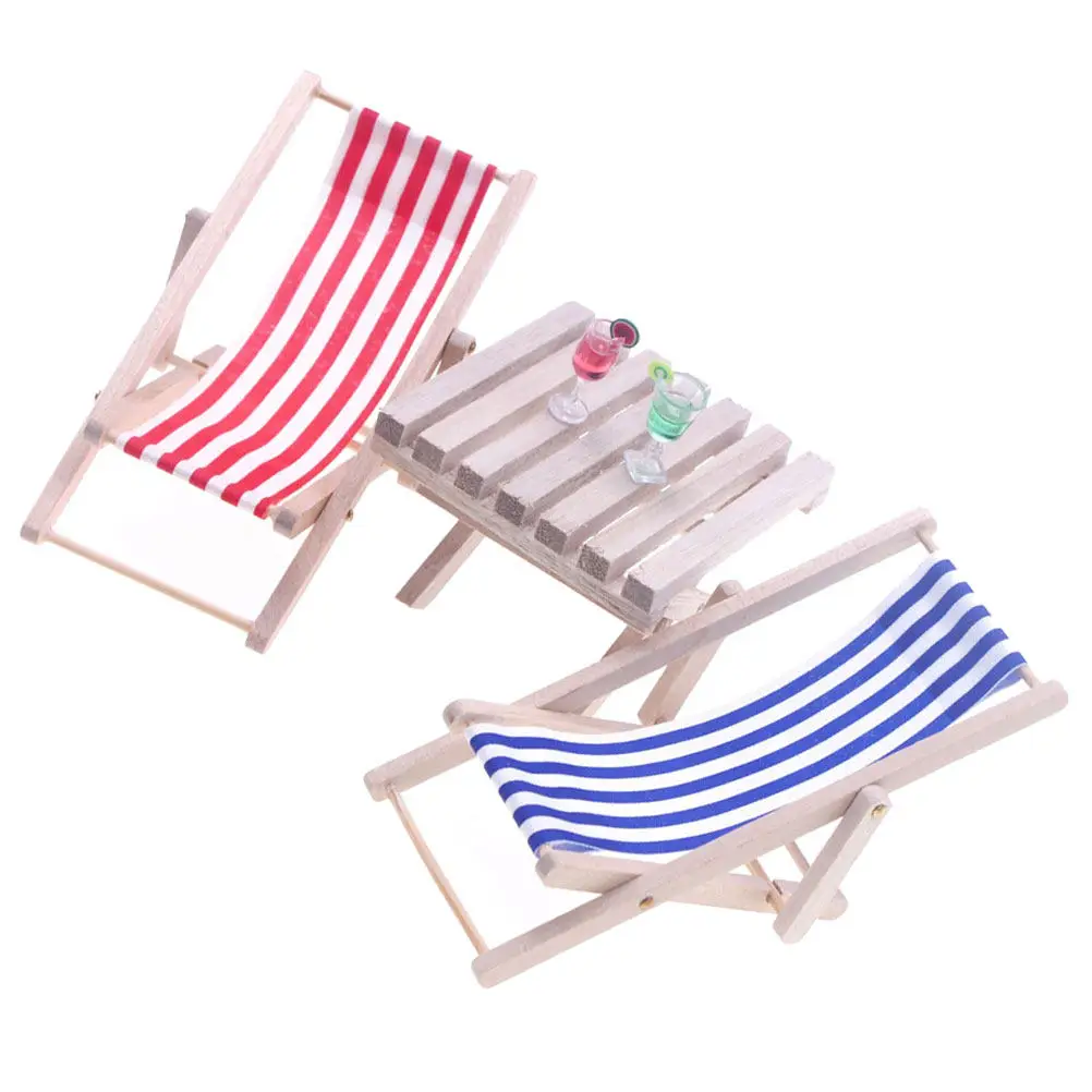 

1Set Miniature Beach Chair Foldable Small Lounge Chair Decorative Mini House Ornament Educational Gift Birthday Party Supplies