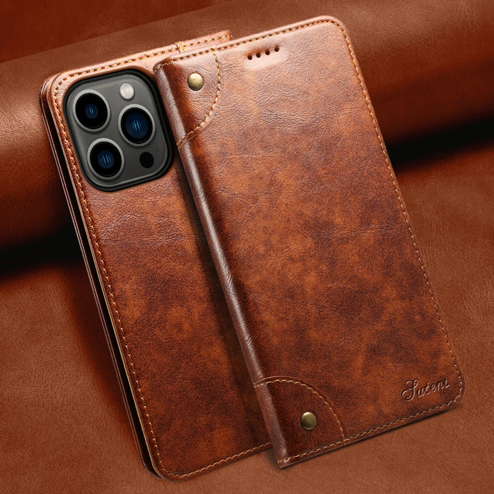 

Флип-кожаный чехол-кошелек для телефона iPhone 17 Air 15 16 Pro Max 16E 14 Plus 11 12 13 с магнитным слотом для карт, чехол LS055