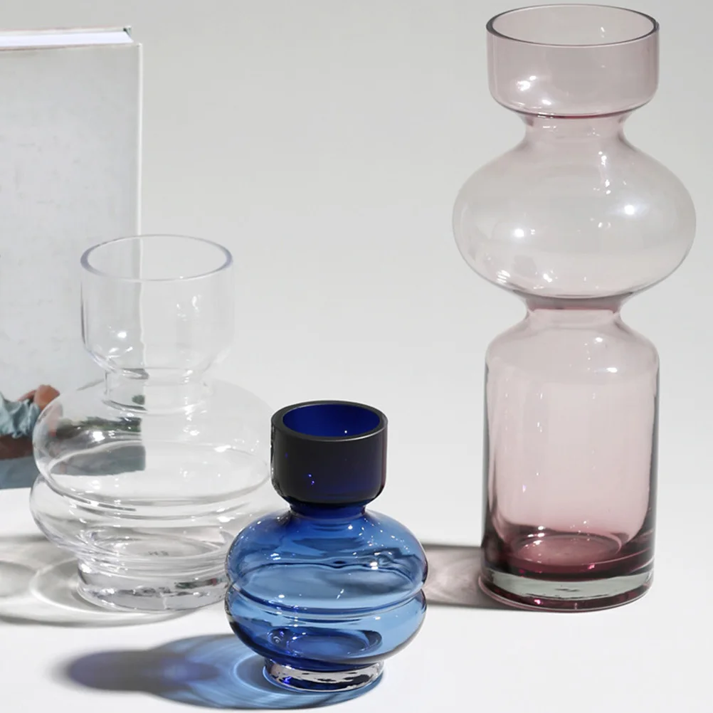 

Nordic Style Glass Flower Vase Creative Container for Plants Thickened Base Desktop Decor Home Garden Hydroponic Bottle
