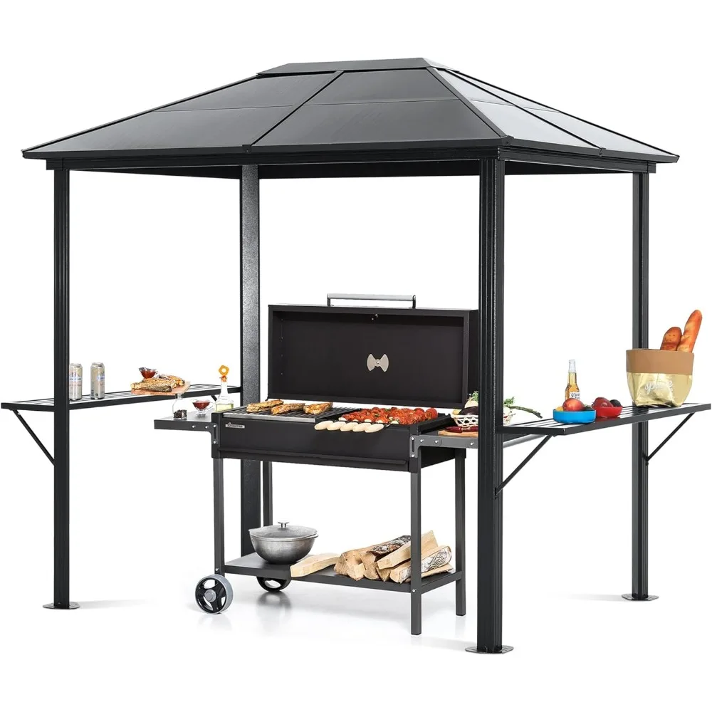 6x8 Hardtop Grill Gazebo Cnaopy - Outdoor BBQ Gazebos Shelter, Patio Grill Gazebo Tent for Barbecue and Picnic