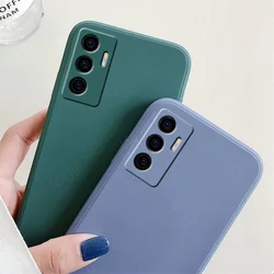 For Cover Vivo V23E Case For Vivo V23E Capas Phone Bumper Luxury Liquid Silicone Shockproof Full Soft Cover For Vivo V23E Fundas