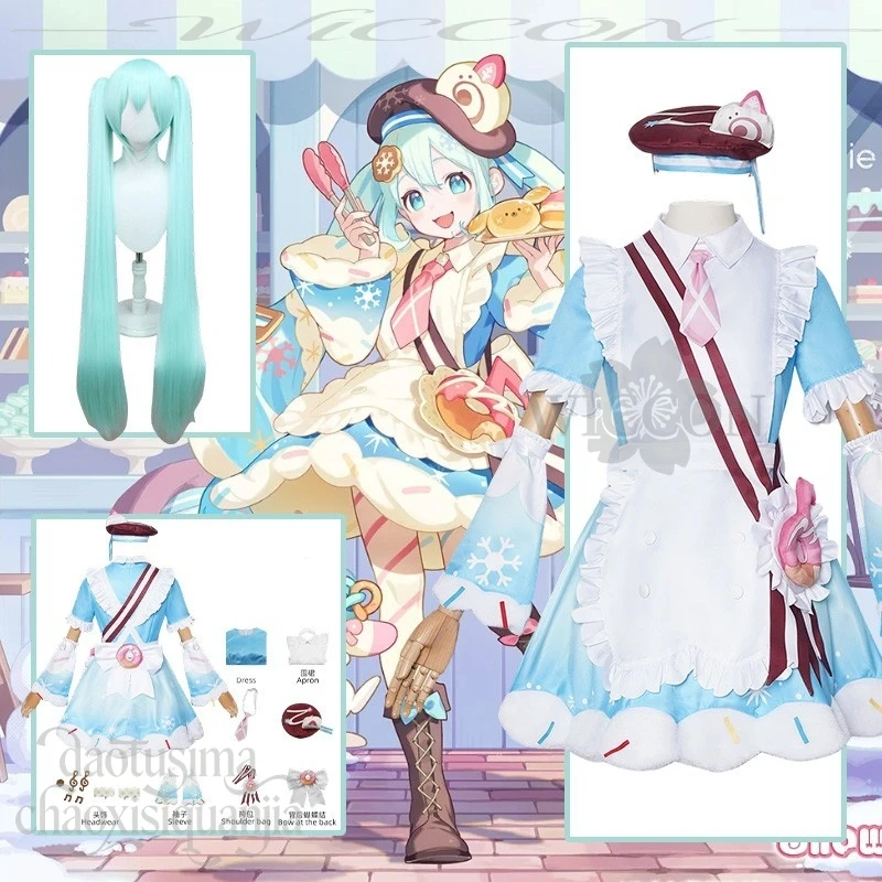 

Аниме-игровой проект Sekai, косплей Snow Mikkuu 2026, новый костюм, кавайное синее платье-торт, платье со снежинками, милая Лолита, Рождество
