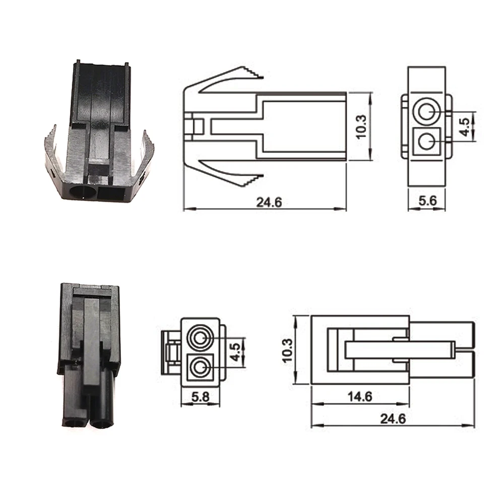 10 Sets EL-2P Electronic Connector 4.5mm Pitch spacing EL-4.5 2P Multipole Connectors Male and Female Plug+terminals Black White