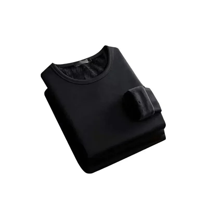 2 pcs Men Thickening Thermal Underwer Warm Tops Long Sleeve Fleece Round Neck Fashion Men Winter Thermal Underwer Plus Clothing