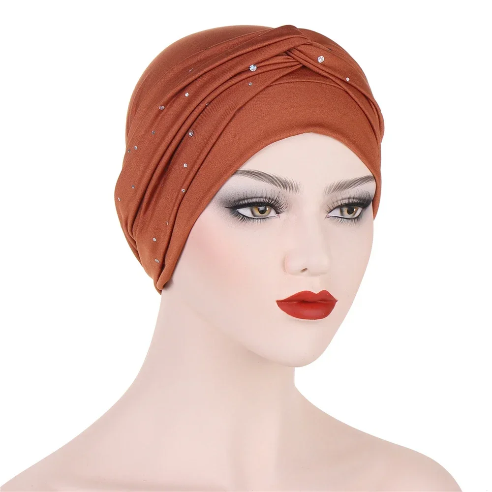 Women Muslim Knot Twist Head Turban Wrap Cover Cancer Chemo Islamic Arab Cap Hat Hair Loss Bonnet Beanies Hijab Headscarf Hats