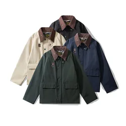 Waterproof Hunting Oil Wax Jacket Windbreaker SPEY Fishing Cropped Jacket Amekaji Men's Autumn