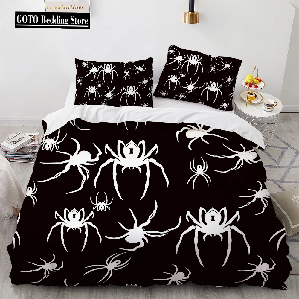 

Spider Web Bedding Duvet Cover Set Halloween Theme Print Comforter Cover Boys Girls Bedroom Decor Bedclothes for Zipper Closure