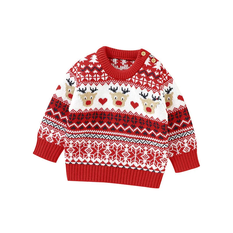 

Xmas Cartoon Elk Kids Sweater Children Warm Clothing Autumn Winter Christmas Knitted Sweaters And Pullovers