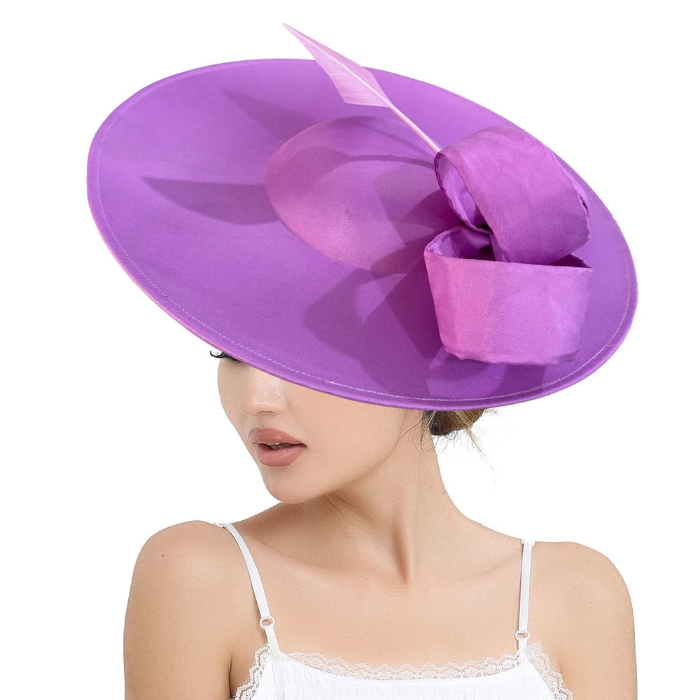 40cm Womens Fascinator Elegant Party Headwear With Satin Fabric Hat And Hair Clip Ladies Head Accessory For Wedding Evening Hat