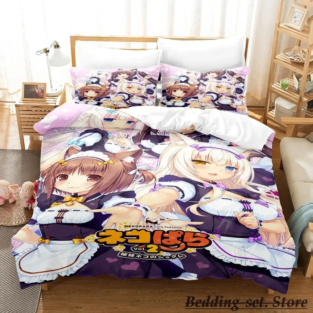 

2023 Nekopara Bedding Set Single Twin Full Queen King Size Bed Set Aldult Kid Bedroom Duvetcover Sets Anime parure de lit Bed