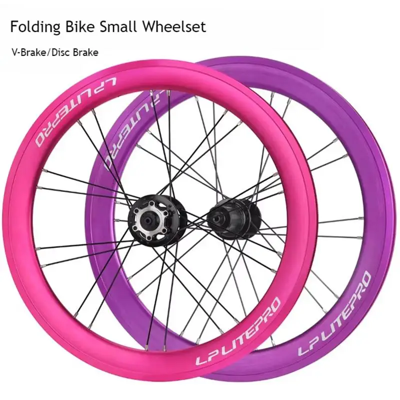 

20 Inch Folding Bike Wheelset Disc/V Brake Compatible Deep Rim Front 2 Rear 4 Bearings Hub 120 Clicks Ratchet Bicycle Wheels