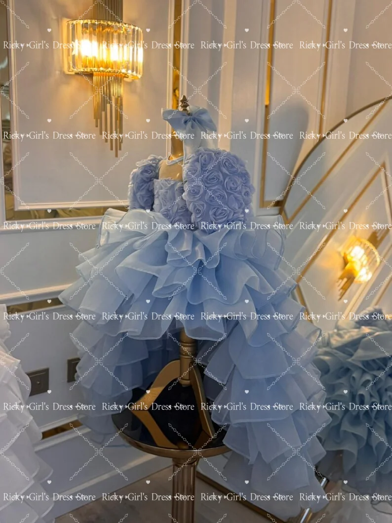 Vestido de Dama de Honra Azul  - Toddler Girl Tulle Party Dress avaliação e preço