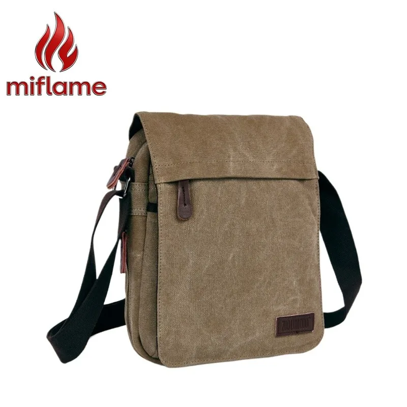 Miflame Men's Canvas Crossbody Sling Shoulder Messenger Bag Korean Style Trendy Casual for School Student Travel