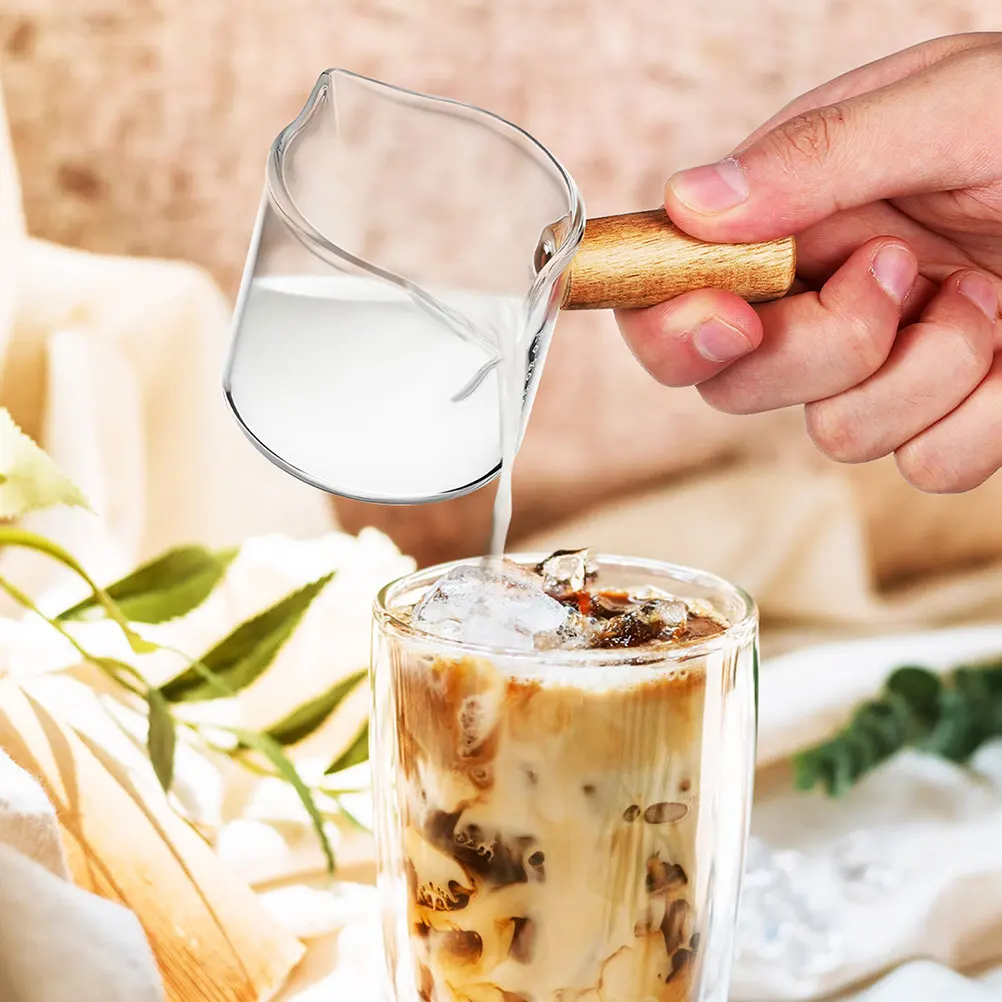 

Clear Glass Milk Pitcher Coffee Creamer Dispenser For Home Coffee Shop Restaurant Use Syrup Sauce Server Jar With Pour Spout