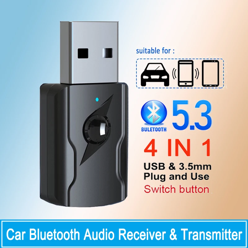 USB & 3.5mm AUX Bluetooth 5.3 Dongle Audio Receiver Transmitter Music Adapter For PC Mp3 Speaker TV Wireless Earphone Car Radio