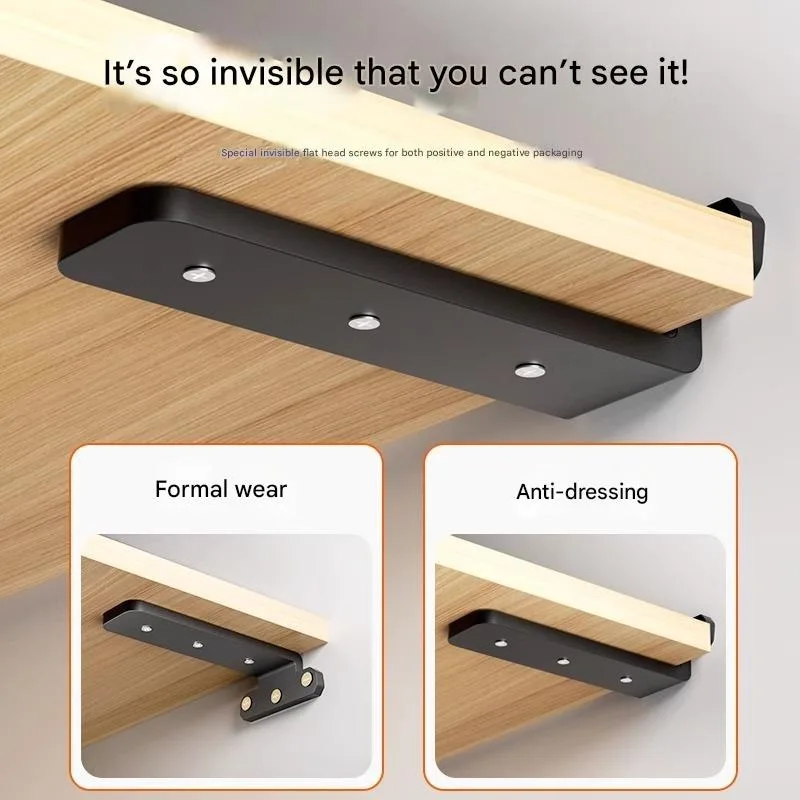 Picture 3: Floating Shelf Hidden Wall Mounted L Brackets for Shelves 200KG Load Capacity with Screws 2-Pack Metal Wall Shelf Brackets