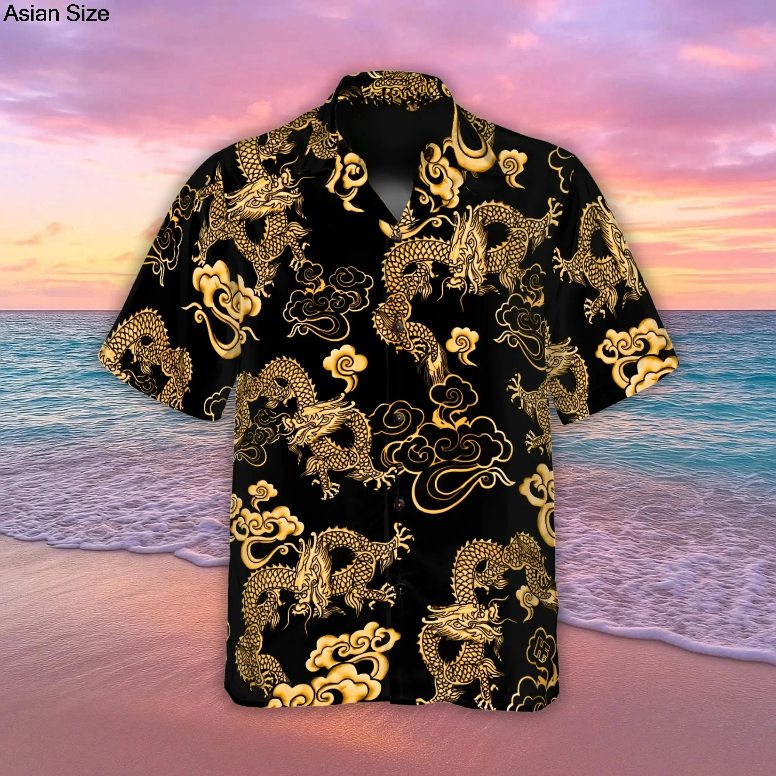 

Newest Loong Men Clothe 3D Print Animal Dragon Men Hawaiian Shirts Men Fashion Holiday Button-up Blouse Men Beach Vacation Shirt