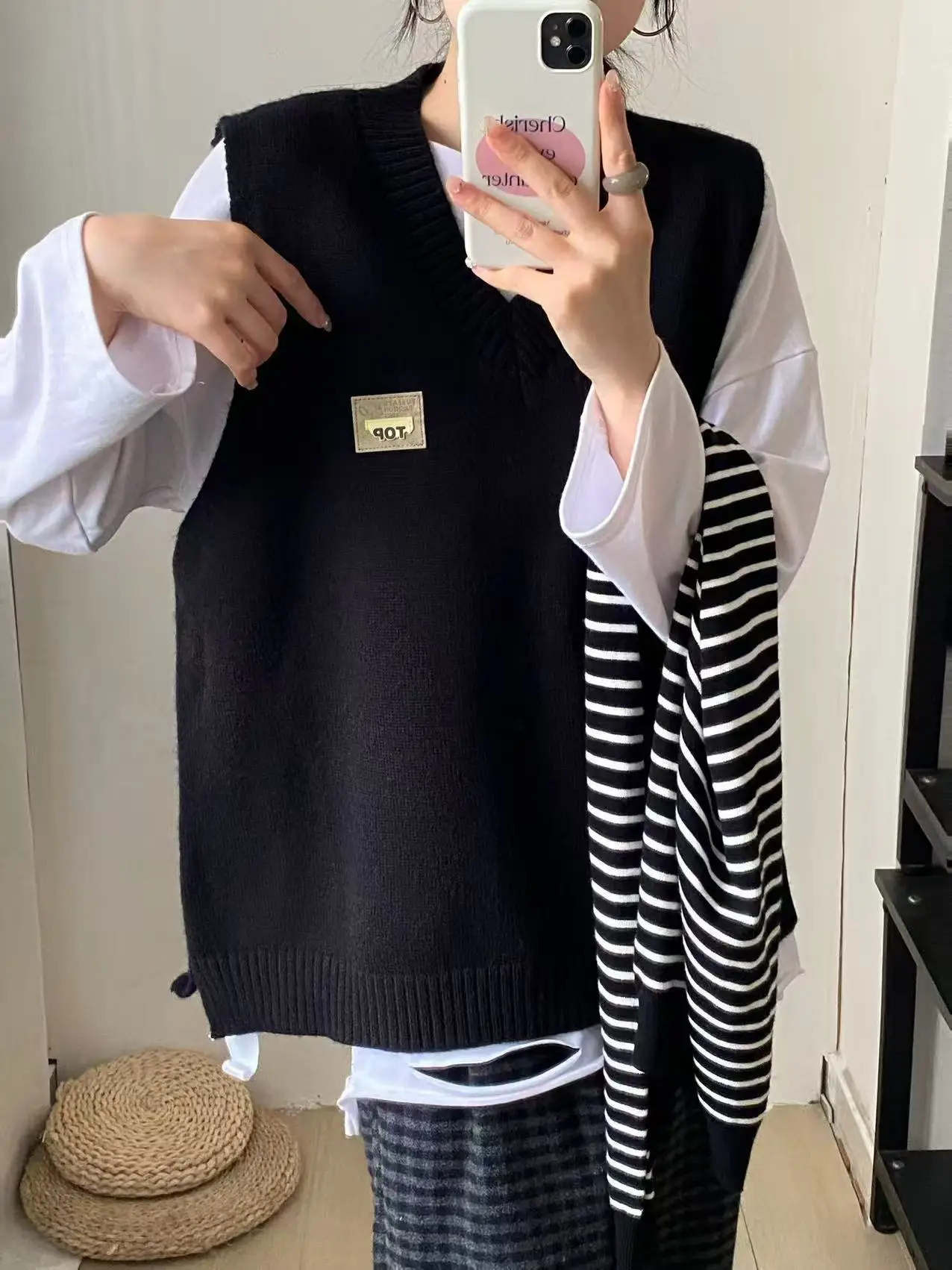 

ay V-Ne Knitted Sweater Vest Women's ort Svel Spring Autumn Outerwear Layering Faion Commute Sle Knitwear