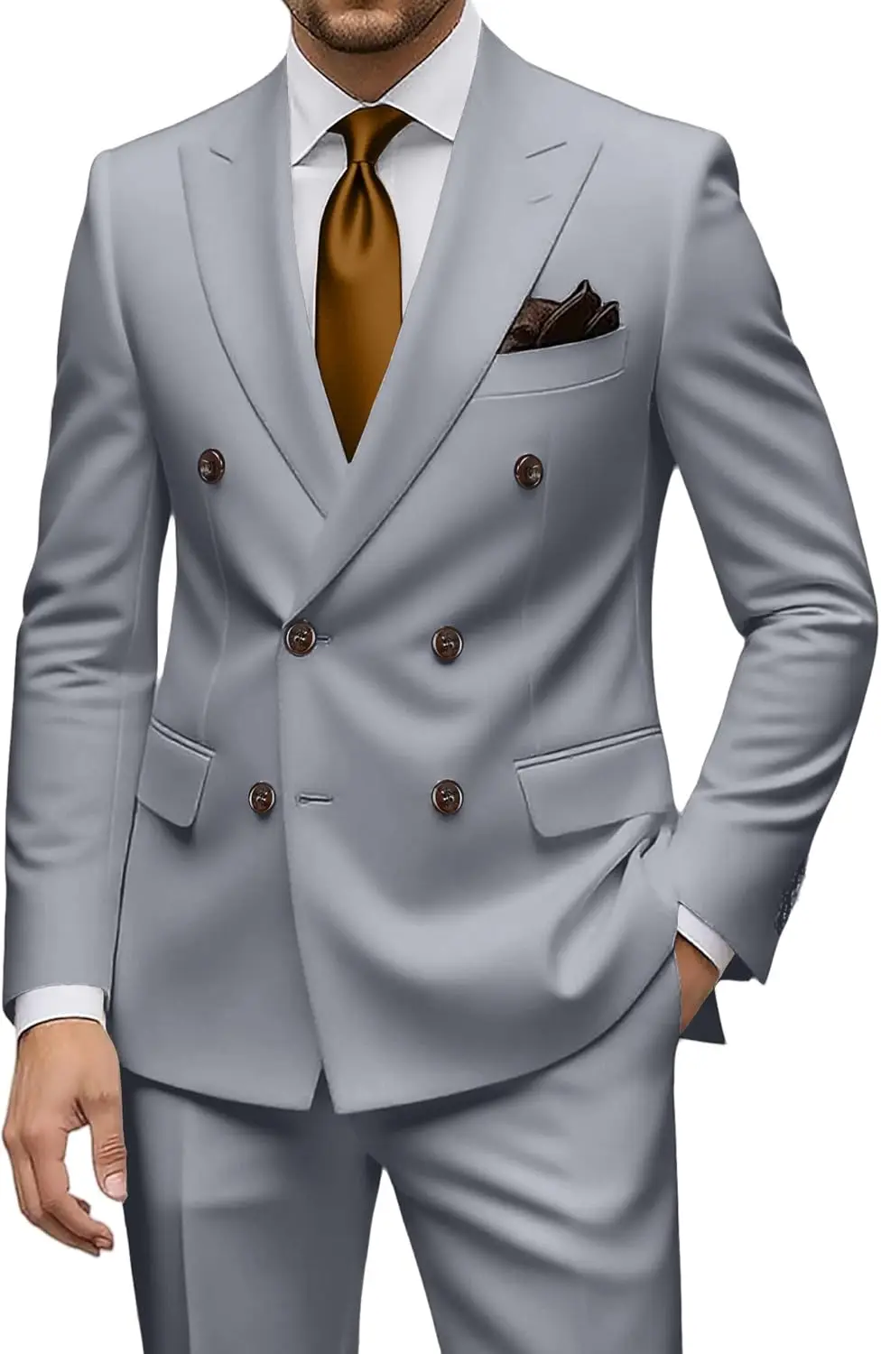 بدلة رجالي بقصة ضيقة رسمية مكونة من قطعتين بدلة مزدوجة الصدر للرجال طقم سهرة للأعمال لحفلات الزفاف وحفلات التخرج والعريس #1