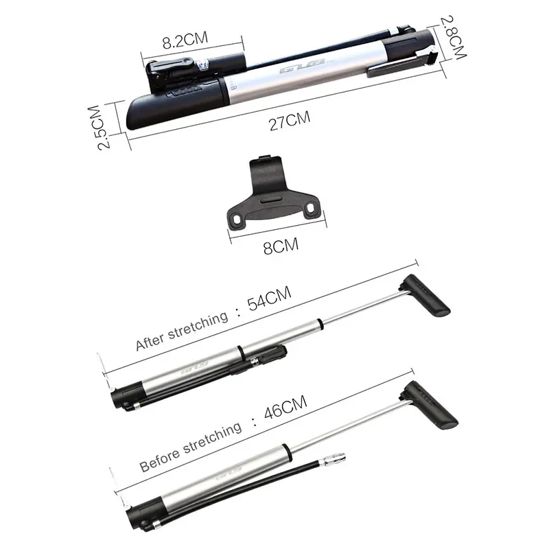 GUB دراجة مضخة المحمولة إطار دراجة منفاخ الضغط العالي سبائك الألومنيوم مع قياس الضغط بريستا شريدر صمام مضخة يدوية