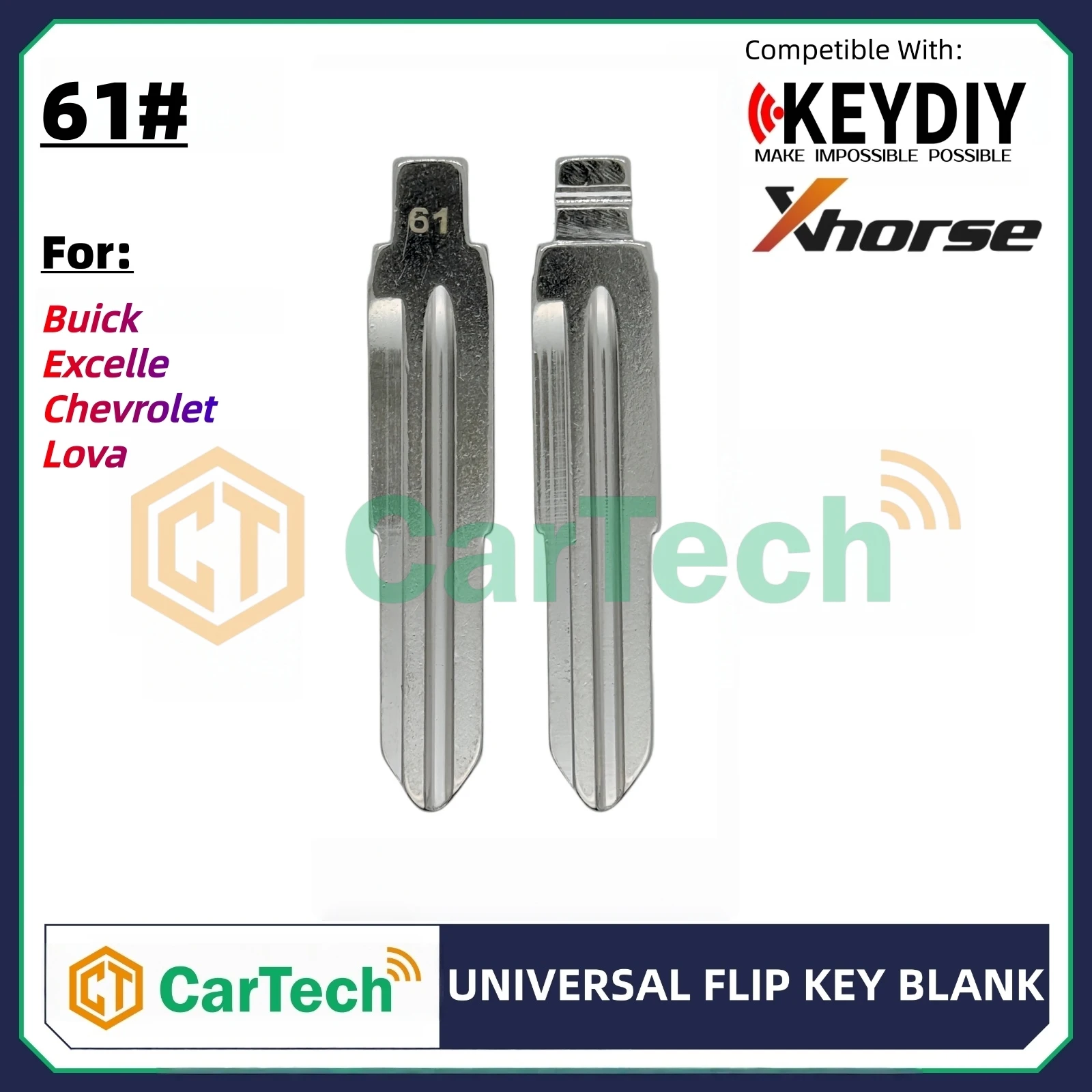 Cartech 61# Uncut Flip Blank Key Blade for KEYDIY KD XHORSE VVDI Universal Remote Fit Buick Excelle Chevrolet Lova