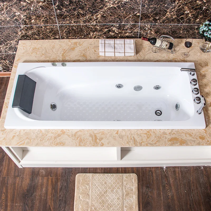 Bathtub Embedded Skirtless Surf Massage Intelligent Thermostatic Heated Bathtub Acrylic 1.2-1 M Rectangle