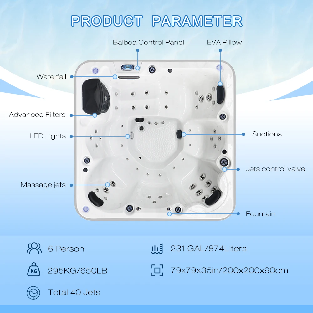 Custom Sunrans Wholesale Spa Suppliers Deluxe Whirlpool Massage Spa Tubs 6 Persons Hot Tub Plug And Play