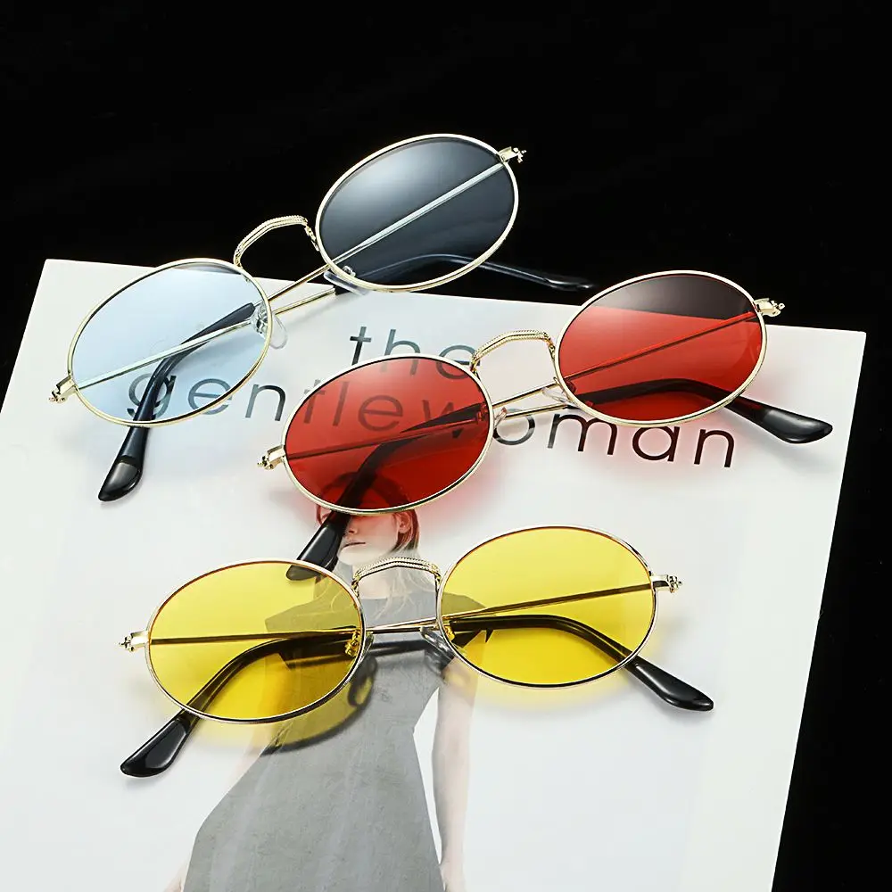 Festival Fashion UV400 Steampunk Metal Sun Glasses Oval Sunglasses Gradient Mirror Glasses Men's Shades