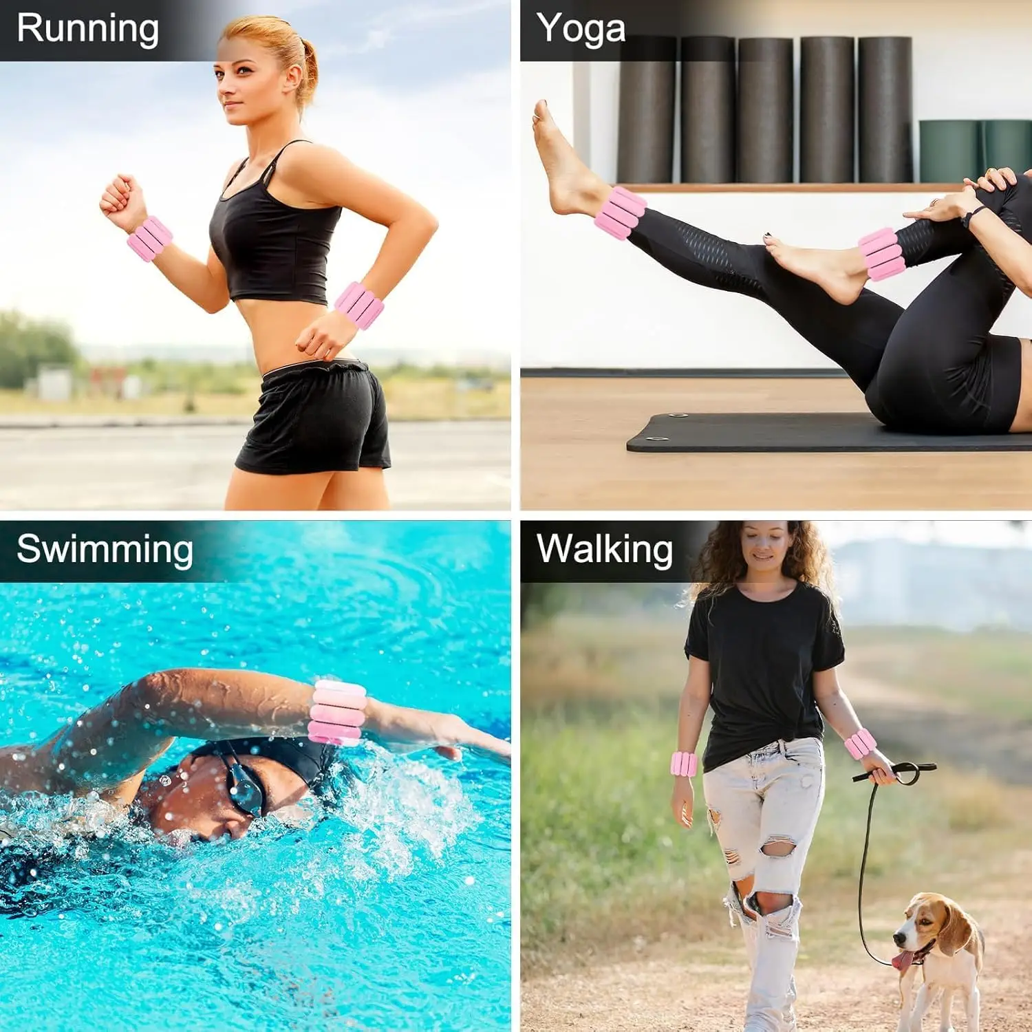 Silicone Adjustable Ankle & Wrist Weights Bracelets Breathable Eco-Friendly for Walking Yoga Dance Gym Exercise Pilates