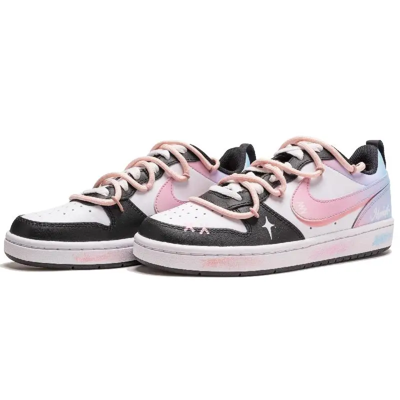 【Aanpassen】Nike Court Borough Skateboardschoenen Lage blauwe sneakers voor dames BQ5448-115