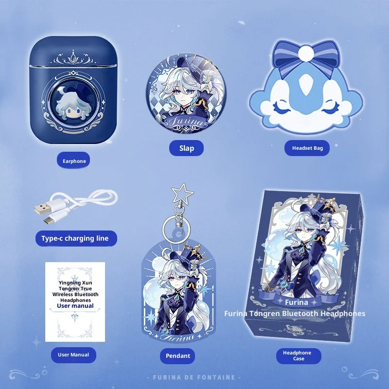 

Genshin Impact Yaksha Furina Bluetooth Headphones Noise-Cancelling Walnut Two-Dimensional Birthday Gift Merchandise