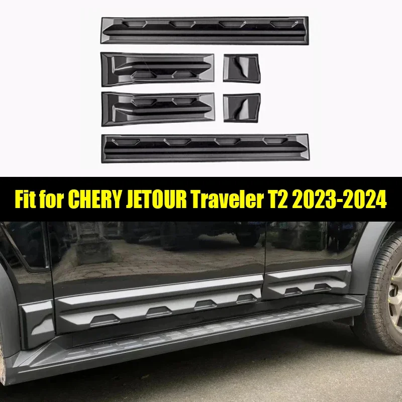 

New! Car Side Skirt Suitable for CHERY JETOUR Traveler T2 2023 2024 Black Warrior Car Door Guard Plate Automotive Exterior Trim