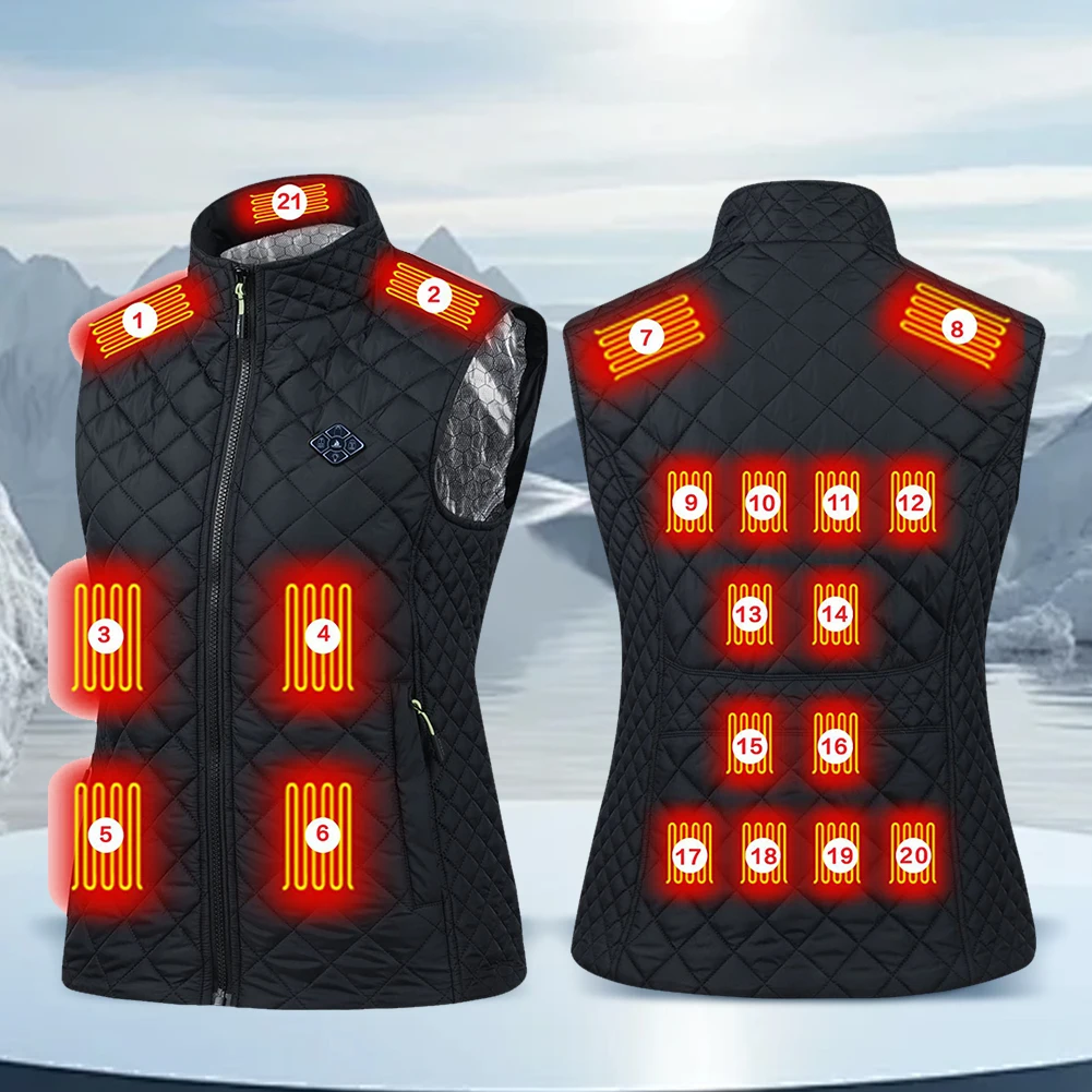 

21 Heating Zones USB Heated Vest Winter Electric Heated Jackets Sportswear Heated Coat Winter Heating Vest Waistcoat for Women
