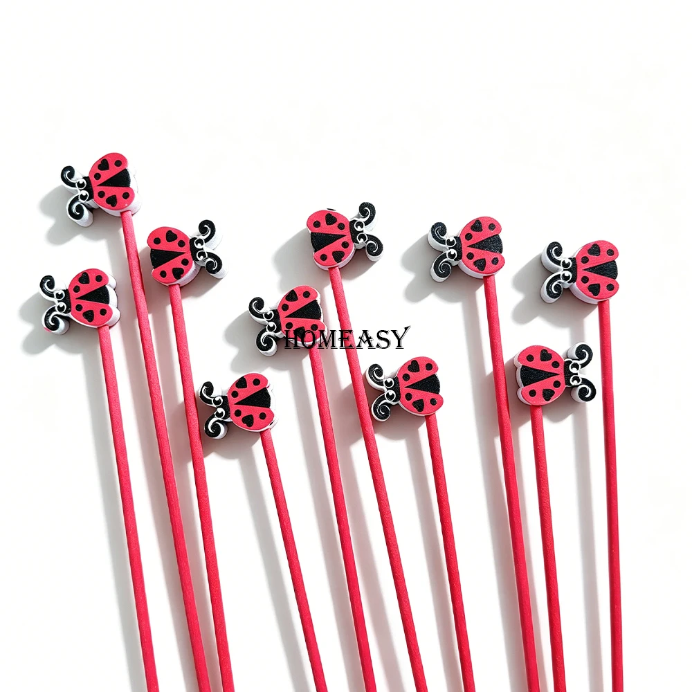 10Pcs Ladybird Shaped Reed Diffuser Sticks High Absorption Volatile Rods, Home Decor Aromatherapy Replacement for Air Freshener