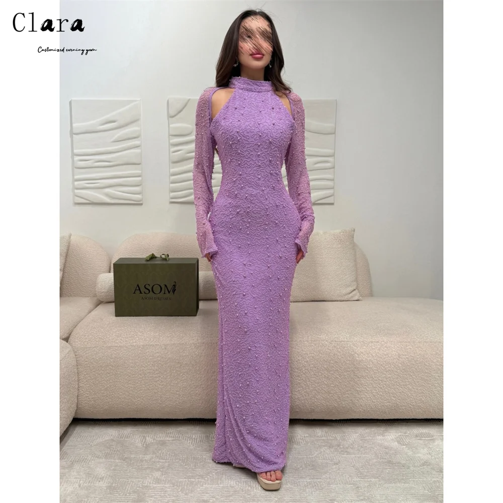 

Clara Custom Purple Fishtail Embroidery Lace Elegant Evening Dresses for Woman Luxury Dress Evening 2025 Luxurious Party Dresses