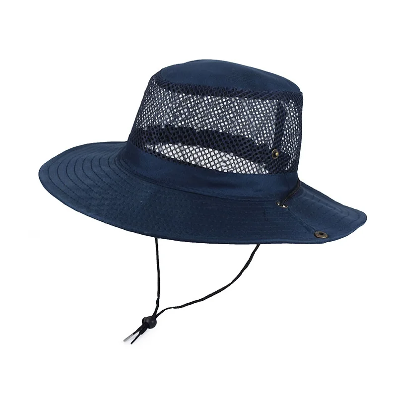 Men Women Outdoor Beach Seaside Sun Shade Breathable Bucket Hat Male Summer Fishing Trekking Collapsible Mesh Fisherman Cap L9