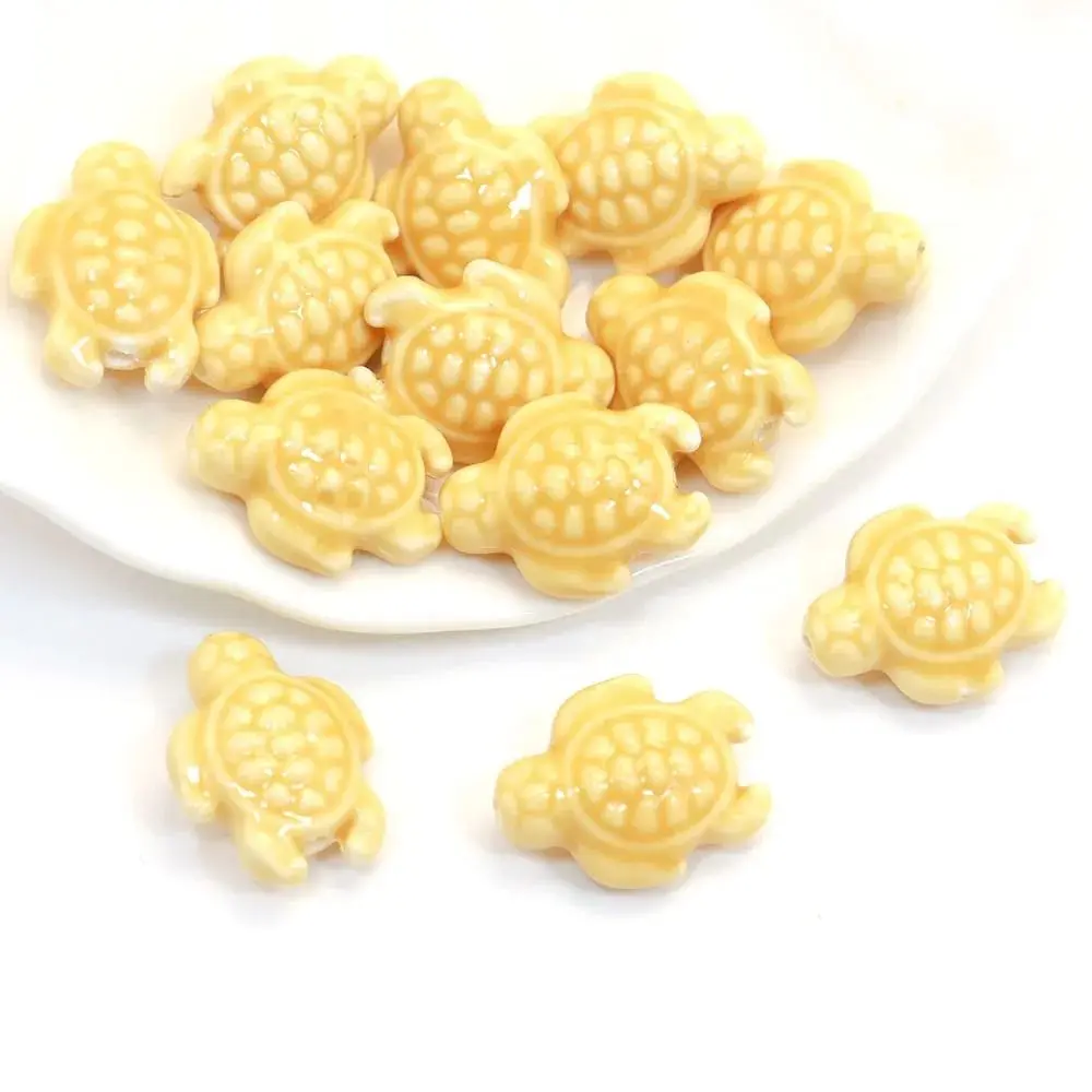 10pcs Handmade Craft Sea Turtle Bead Fresh Color Fashion Ceramic Spacer Loose Beads Bracelet Making Kit 3D