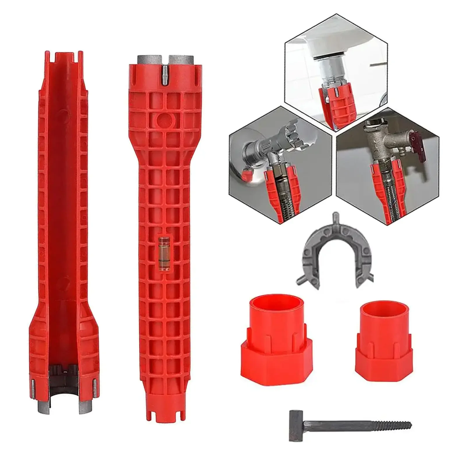 Sink Faucet Installer Tool,14-in-1 Faucet Wrench,Multi-functional Pipe Wrench,Bathroom Plumbing Installation & Repairs Wrench for Small Space Toilet Kitchen Bathroom Toilet Sink.