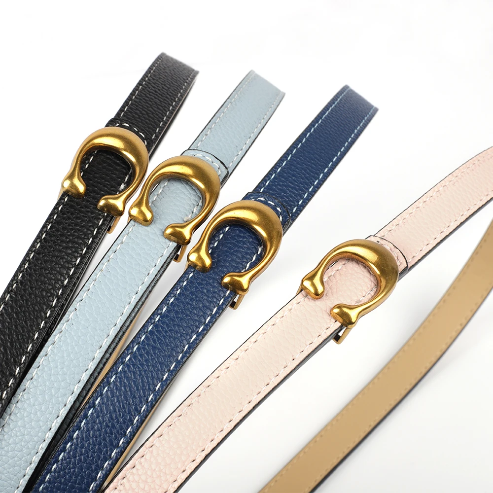 Women Leather Belts Retro Simple Denim Dress Waist Strap C Buckle Ladies High Quality Waistband Jeans Belt