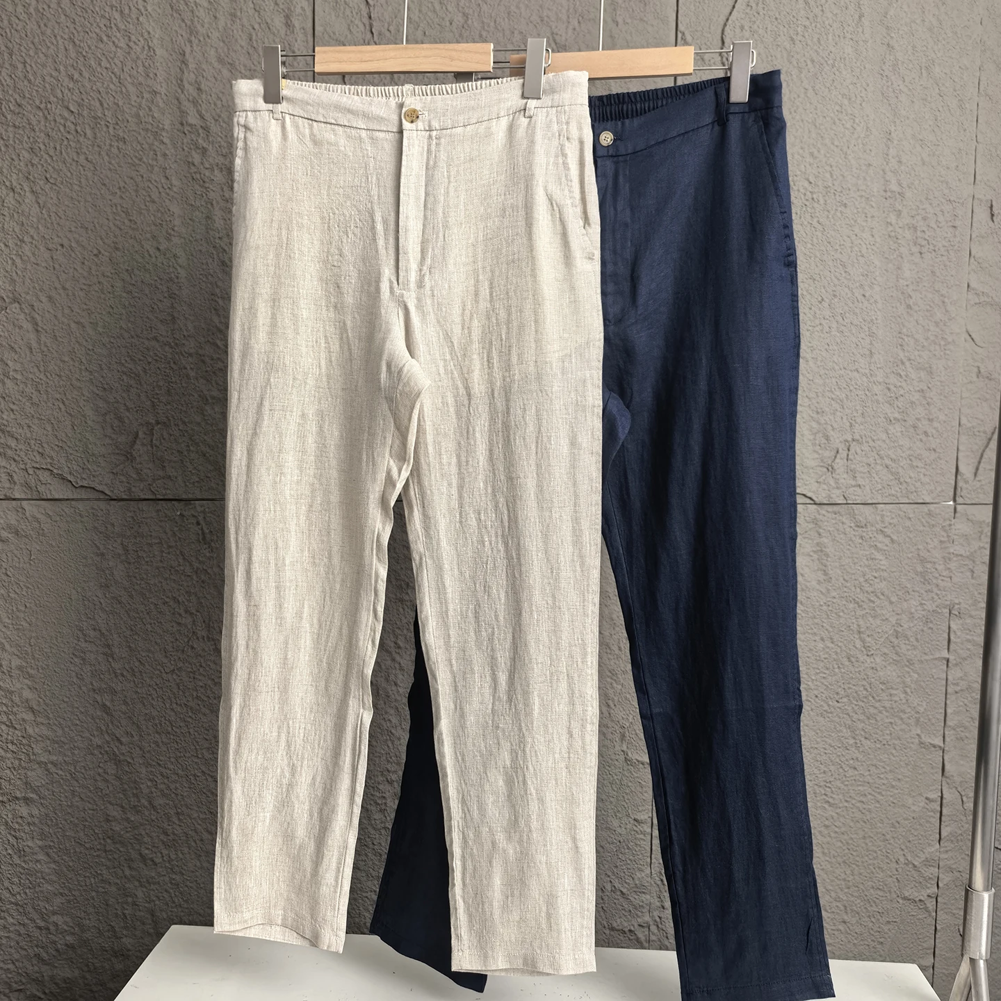 

Мужские летние комфортные легкие льняные брюки с эластичным поясом, дышащие, влагопоглощающие, для делового стиля, для джентльменов