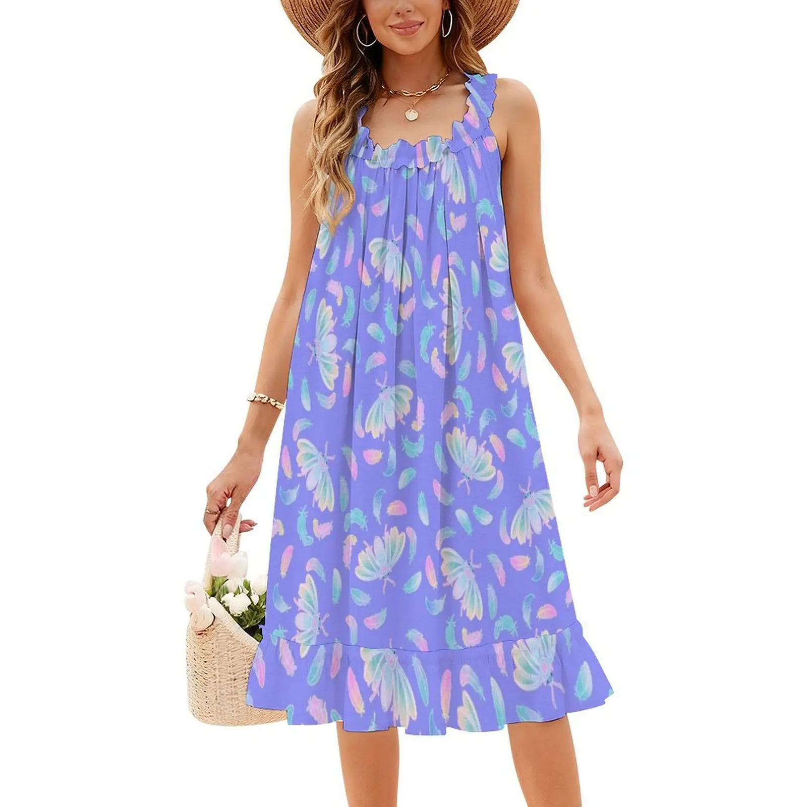 فستان حفلات أنيق للنساء من White Plume Moth على شكل حرف a مع خيارات قصيرة/طويلة/بدون أكمام، حيوان عثة بلوم بيضاء #4