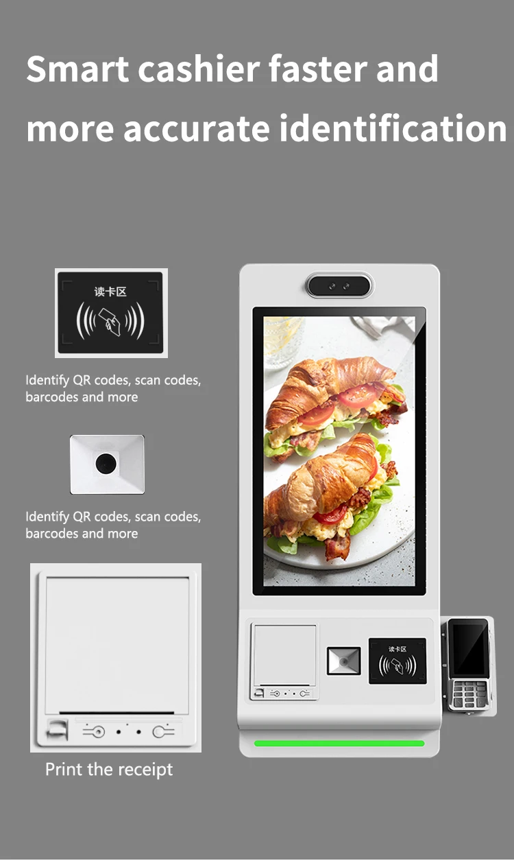 VETO 18.5 21.5 24 27 32 Inch Touchscreen Payment Terminal Kiosk QR Code Scanner 80mm Printer For Retail High Visibility Kiosk