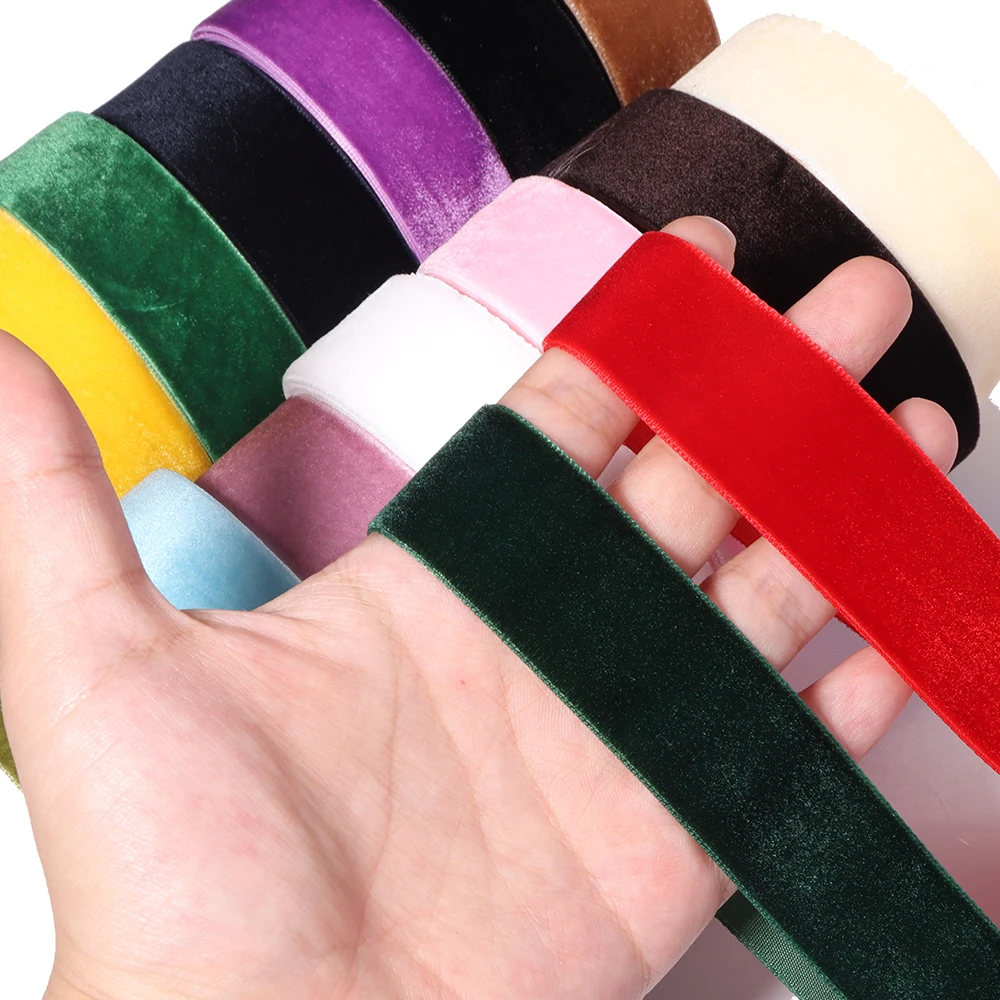 5/10Yards 6-38mm Wine Red Velvet Ribbon Single Face Flocking Webbing For DIY Christmas Crafts Wrapping Decoration Accessories