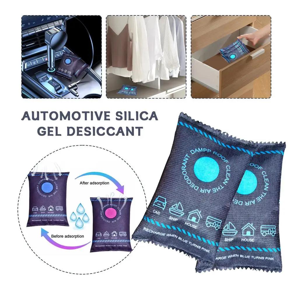 

Automotive Silica Gel Desiccant Packets Reusable Moisture Absorber Color Changing Dehumidifier for Car Home Boat Closet Wardrobe